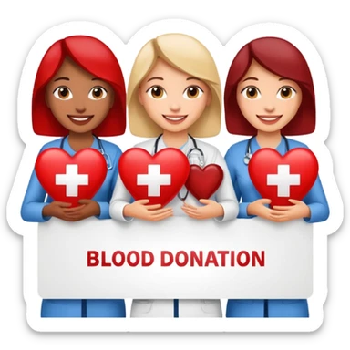 Four women promoting blood donation sticker