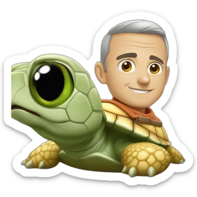 Éric zemur sur une tortue avec des yeux qui lance des lazer sticker