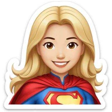 Asian superhero wife with long brown and blonde hair light skin smiling sticker