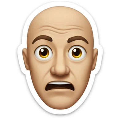 Absurdly bald man eyes filled with rage sticker