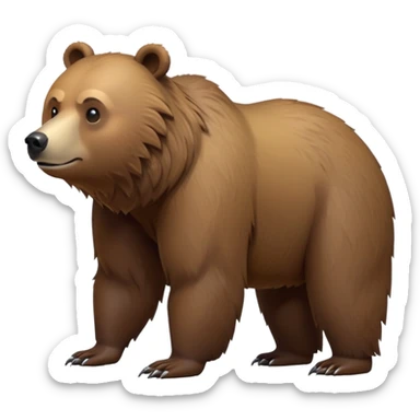 cinematic-[grizzly bear]-realistic-full-body-standing on all fours-emoji,-tail-tucked-close,-head-tilted-dramatically,-thick-[brown]-fur,-simplified-yet-realistic-focused-features,-highly-detailed,-glowing-with-an-almost-sarcastic-glow sticker