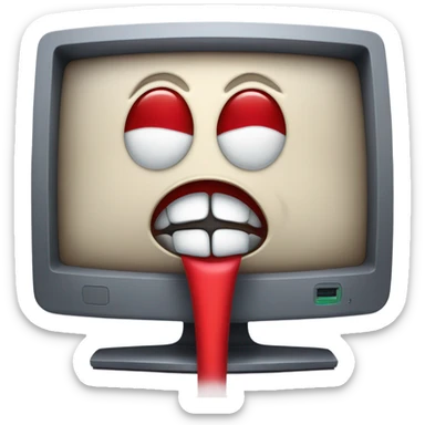 Mac computer with a face and fever sick sticker