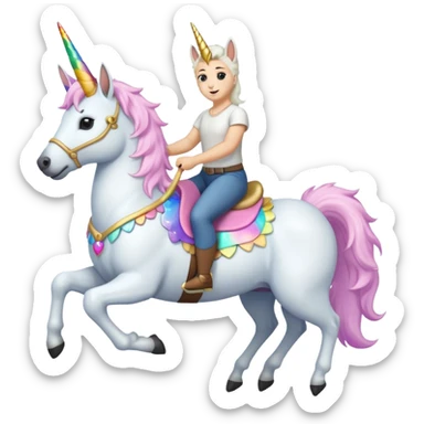 White belgian Shepard sit on a unicorn  sticker
