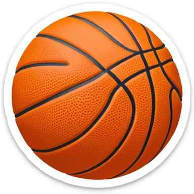 Cinematic Realistic image of a basketball rendered in vivid orange with a pebbled surface texture and crisp stitching details, set against a high-contrast backdrop that highlights its dynamic, sporty essence sticker