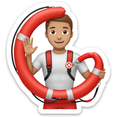 Lifeguard Holding Rescue Tube circle  sticker
