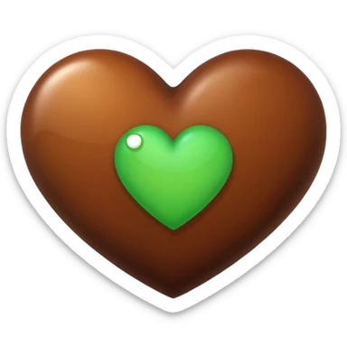 brown heart with small green heart in top left sticker