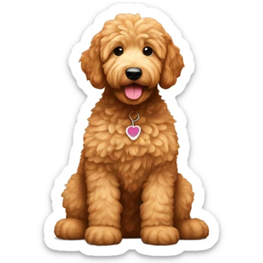 Ginger golden doodle. Baby. Full body sitting down. sticker