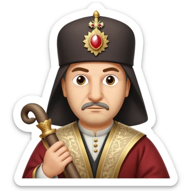 Fatih Sultan Mehmet, Ottoman sultan, holding a scroll, with a serious look sticker