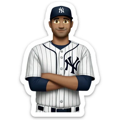 Hispanic white man with jersey of the New York Yankees sticker