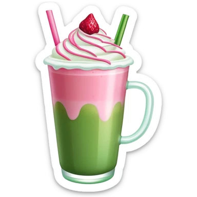 iced strawberry matcha latte sticker