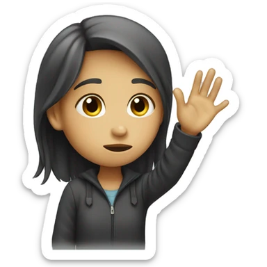 a sad girl waving goodbye sticker