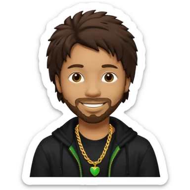 Shaggy, Reggae Rapper with dark brown hair, black outfit sticker
