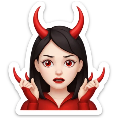 dark hair devil woman head ache sticker