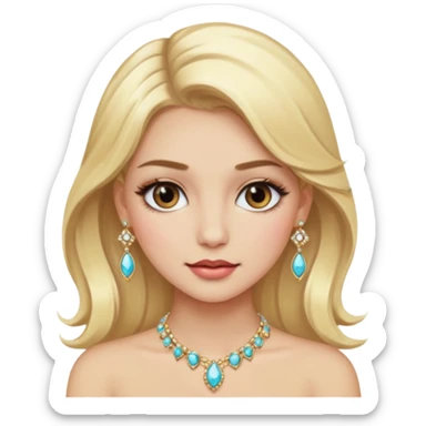fancy blonde hair girl with makeup and jewellery sticker