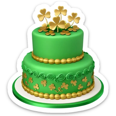 Green and gold st. Patrick's day cake with shamrocks, 3D sticker