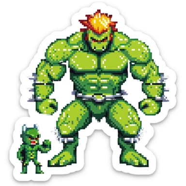 Hulk battling Abomination, muscular green hero versus spiky monster sticker