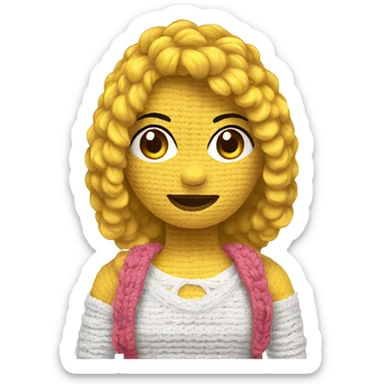 Chica haciendo crochet sticker