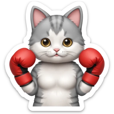 Cute kitten wearing boxing gloves  sticker