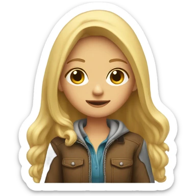 Blonde girl wearing cowboy boots and a hoodie full body  sticker