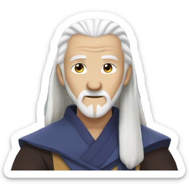 avatar roku from avatar the last airbender. he should be white, an older man, and have long white hair and a long white beard in a fire nation uniform sticker