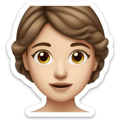 Girl with brown hair and blue eyes doing skincare with moisturizer on her cheeks sticker