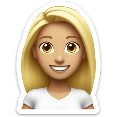 Blond girl smiling in with Zumba logo on white t-shirt sticker