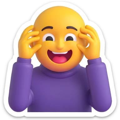 cartoon emoji of a man playfully pretending to choke himself, exaggerated expression, humorous tone sticker