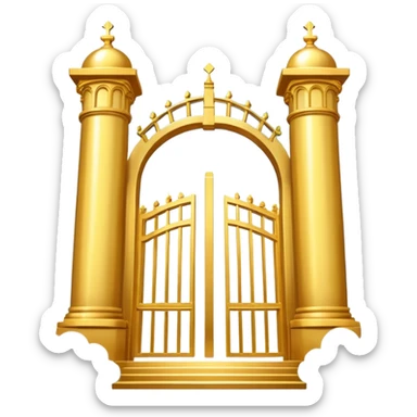 the golden gates to heaven closed in the middle of the emoji with a cloud staircase leading up to it the gate should be golden with two large golden pillars supporting the gate so it does not look like it floating in the sky sticker