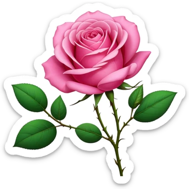 Pink rose with stem sticker