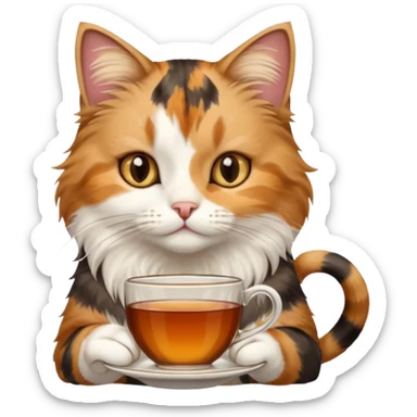 Çay içen kedi sticker