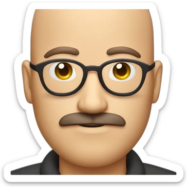 bald men with mostache sticker