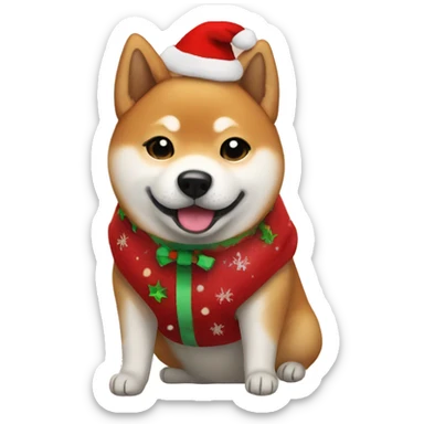 Shiba Inu wearing Xmas outfit  sticker