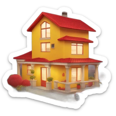 smart home in red and yellow colors sticker