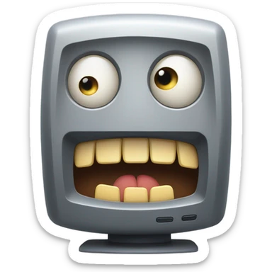 computer with shocked face sticker