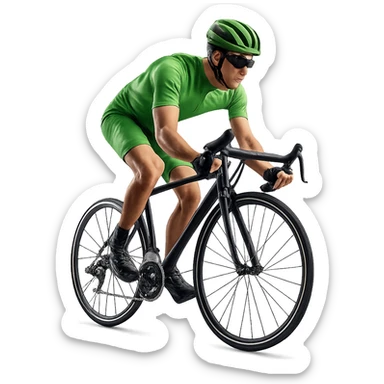cyclist in green outfit, dynamic pose sticker