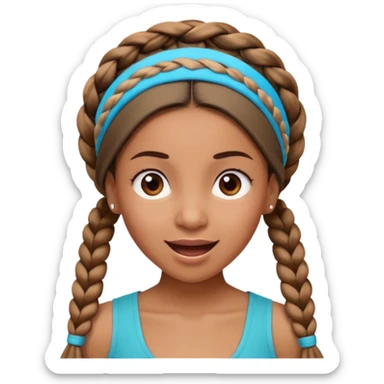big lose braids starting from the top of the head woman face wiith big visible braids and mono color headband on head excited face and braids as big as headband sticker