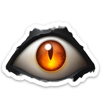 Eye of Sauron with glowing orange iris, set in a dark tower of Mordor sticker