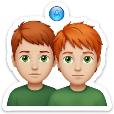 two boys one dark brown hair and green eyes and the other orange hair, blue eyes and light skin sticker