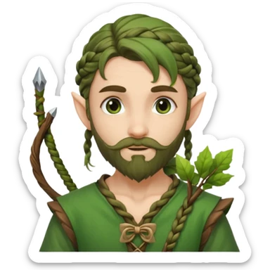 Forest elf with braided beard and bow sticker