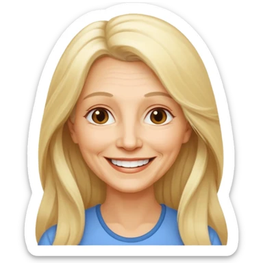 Femme 65 ans blonde cheveux long souriante sticker