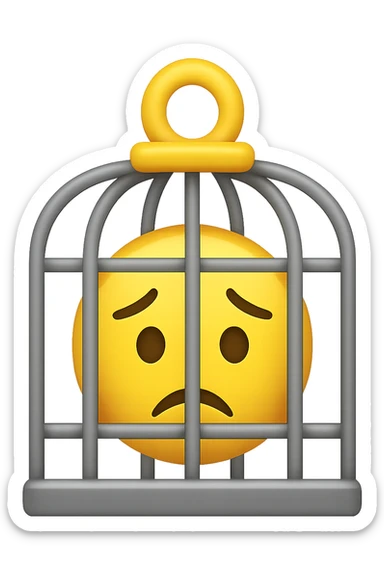 Disturbi alimentari visti come una gabbia stile emoji iphone. sticker