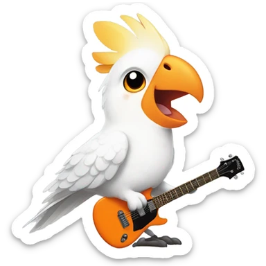 White cockatiel playing electro guitar sticker