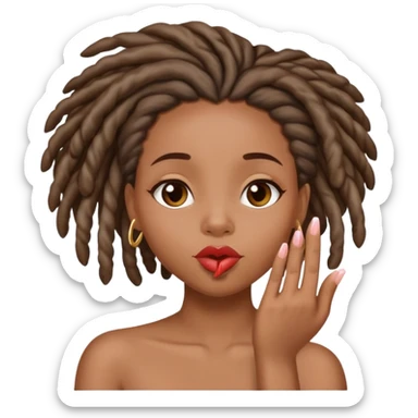 Black girl with locs blowing kisses sticker