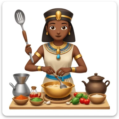 ancient Egyptian cooking scene in hieroglyphic style sticker