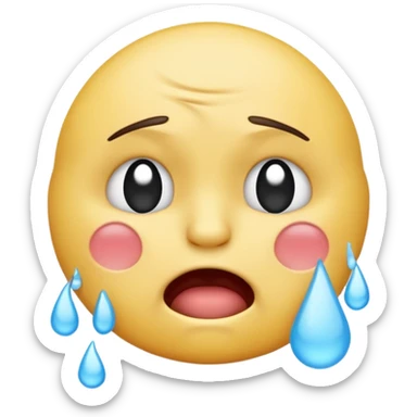 Crying emoji with fist covering mouth like he is saying “ooooh you so tuff boi” sticker