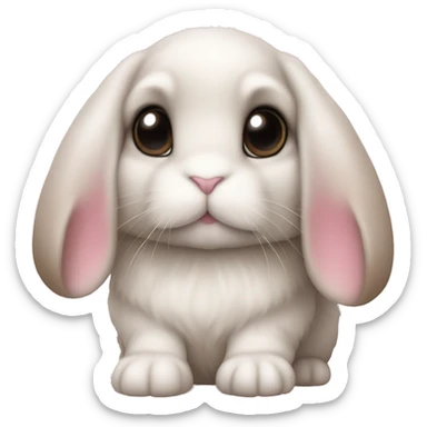 Holland lop Bunny with light pink heart eyes  sticker