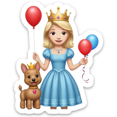 queen wearing dress, holding balloon dog sticker