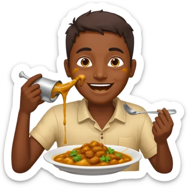 fat indian person chugging curry sticker