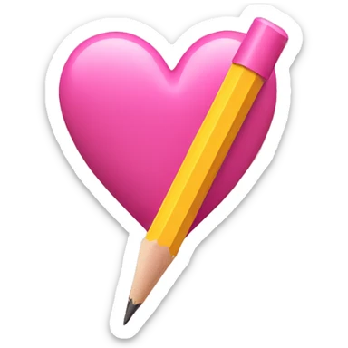 pink heart pierced by a yellow pencil sticker
