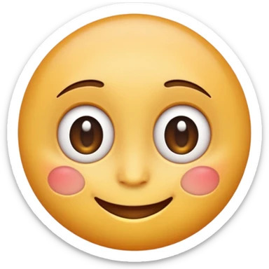 "A high-quality 3D cartoon-style smiling face emoji with big round eyes, soft shadows, and glossy texture, centered on a white background, high-resolution PNG, emoji style like Apple or WhatsApp" sticker